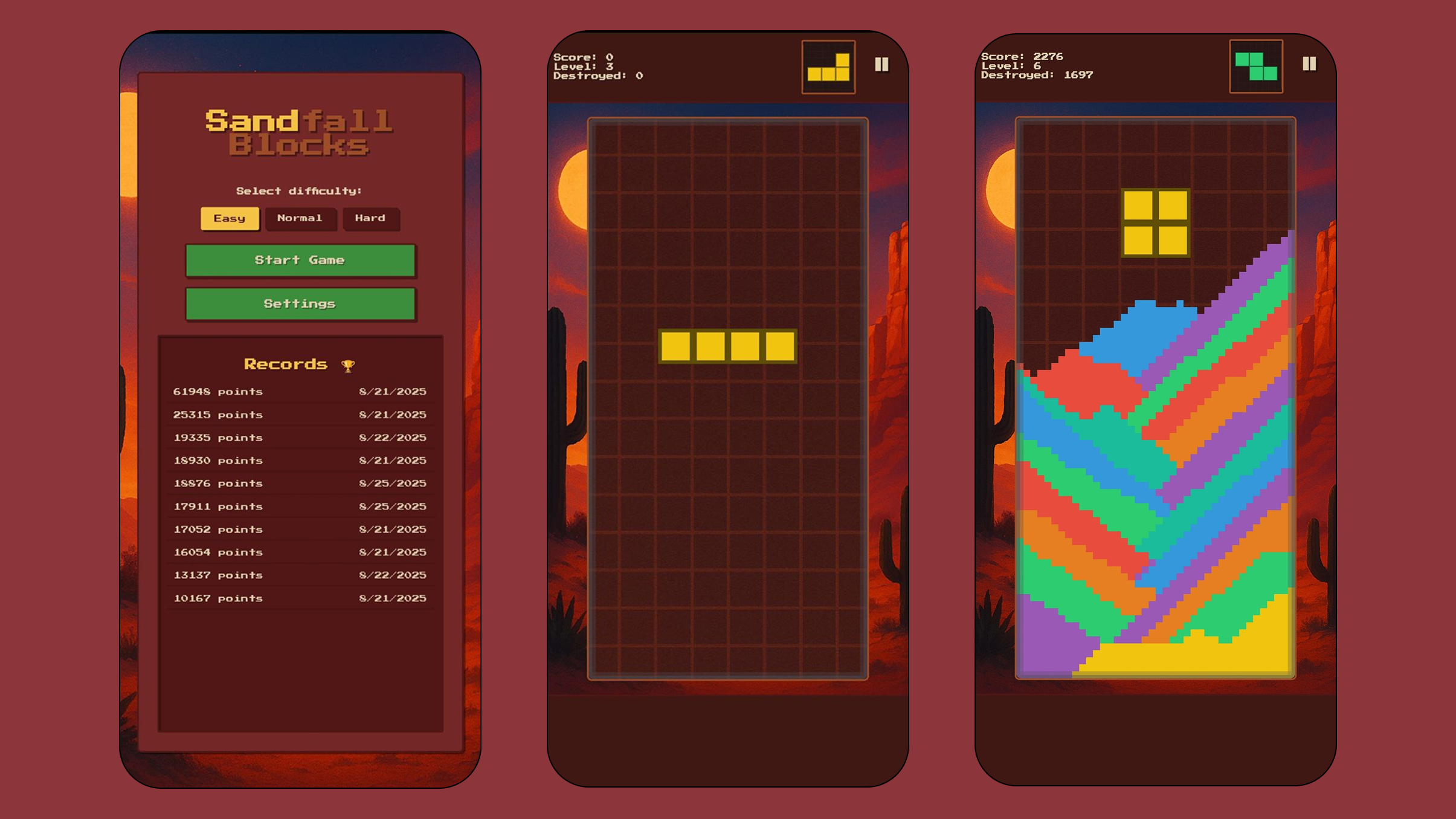 Sandfall Blocks juego de móvil